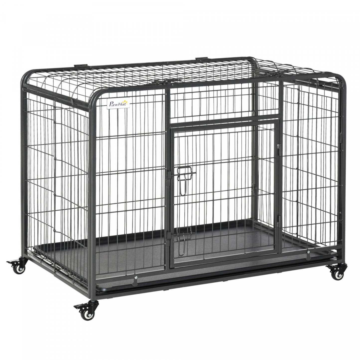 Pawhut Cage Pliable Robuste Pour Chien Grande Taille Avec Double Portes, Verrouillable|Pawhut Cage Et Niche Pliable En Metal Robuste Pour Chien Avec Plateau Et Couvercle Amovibles Et 4 Roues