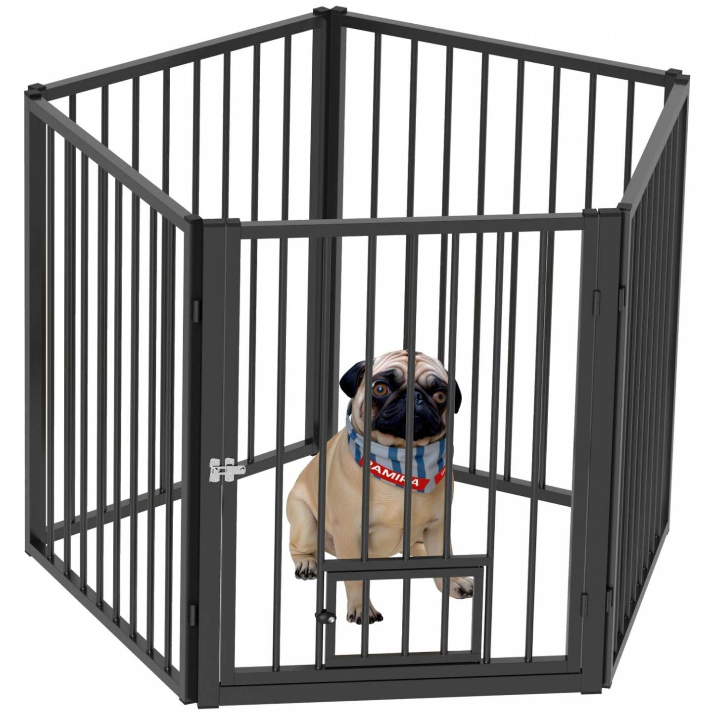 Pawhut Parc Pour Chien, 30h Enclos Pour Animaux, 5 Panneaux Enclos D'exercice Pour Chiot Robuste Avec Barrière &amp; Porte Pour Chat