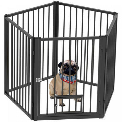 Pawhut Parc Pour Chien, 30h Enclos Pour Animaux, 5 Panneaux Enclos D'exercice Pour Chiot Robuste Avec Barrière &amp; Porte Pour Chat