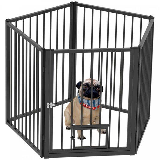 Pawhut Parc Pour Chien, 30h Enclos Pour Animaux, 5 Panneaux Enclos D'exercice Pour Chiot Robuste Avec Barrière &amp; Porte Pour Chat