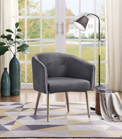 Velma Chaise d'appoint Velours Gris | Chaise D'appoint Velma En Velours Gris