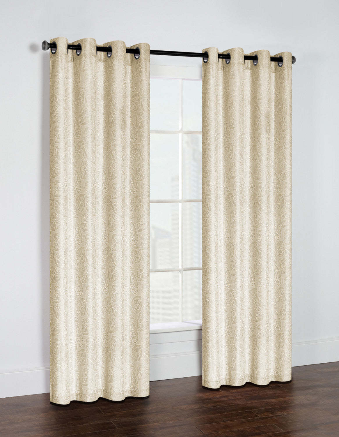 Thermaplus Feuilles Natural Blackout Grommet Curtain Panel - 52 x 84|Panneau de rideau coupe-lumière à œillets Feuilles naturel de Thermaplus - 52 x 84