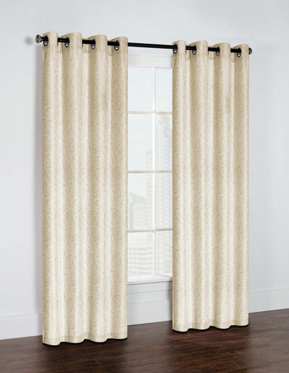 Thermaplus Feuilles Natural Blackout Grommet Curtain Panel - 52 x 84|Panneau de rideau coupe-lumière à œillets Feuilles naturel de Thermaplus - 52 x 84