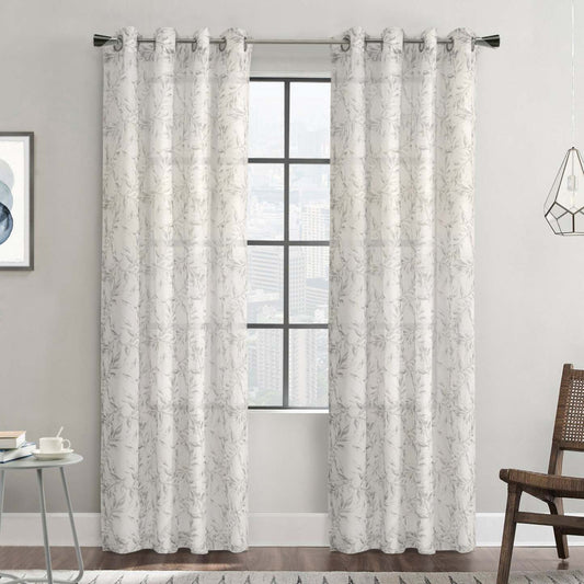 Panneau de rideau filtrant la lumière à œillets Jenny gris d'Habitat - 52 x 84