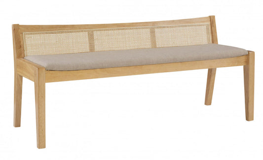 Banc Bauer en tissu et cannage - Naturel|Banc Bauer en tissu et en cannage - naturel