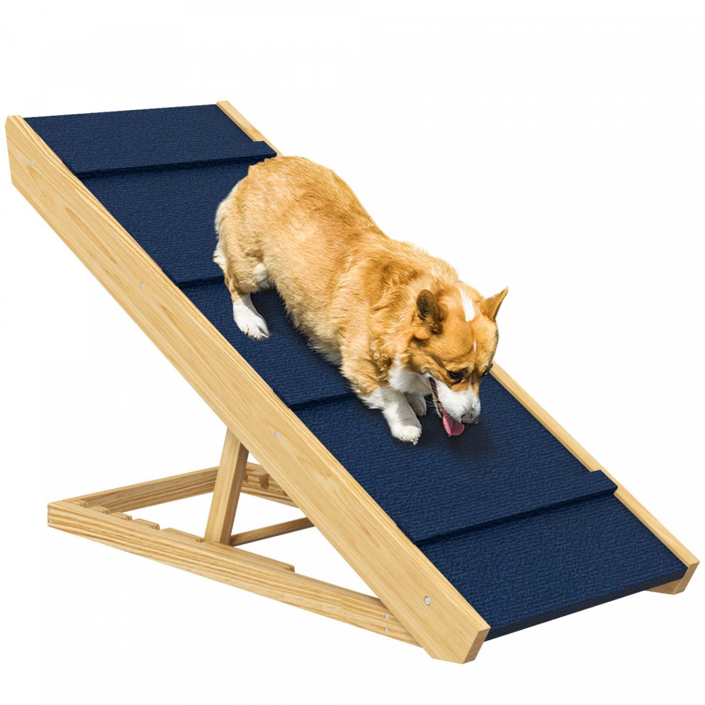 Pawhut Escalier Pour Chien, Rampe Réglable Pour Animaux, Escaliers Pliables Avec Tapis Antidérapant, Pour Petits À Grands D