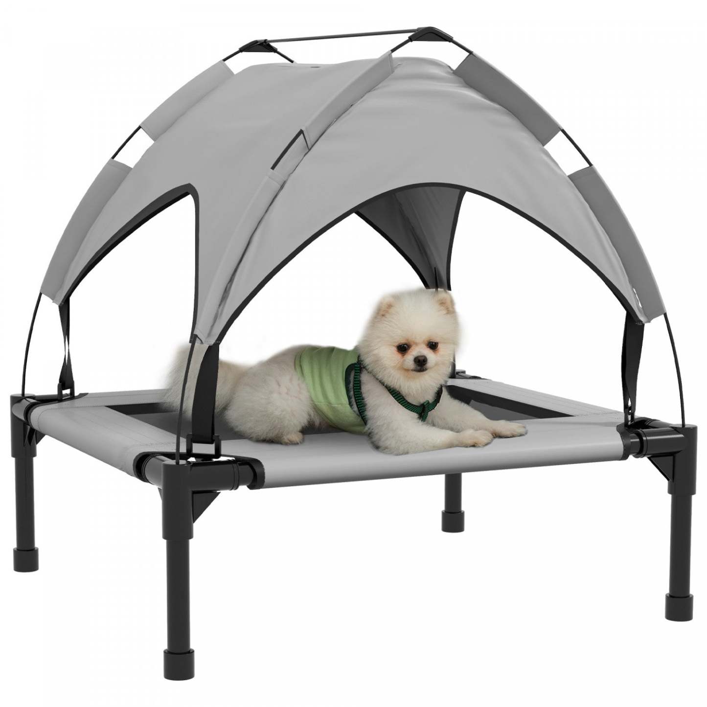 Pawhut Lit Surelevé Pour Chien Avec Auvent, Lit Rafraichissant Pour Camping, Lit Surelevé Portable Avec Maille R