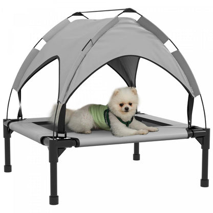 Pawhut Lit Surelevé Pour Chien Avec Auvent, Lit Rafraichissant Pour Camping, Lit Surelevé Portable Avec Maille R
