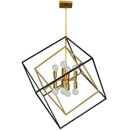 Dainolite Kappa 8 Light Pendant Vintage Bronze/Matte Black Finish Lamp|Luminaire suspendu Kappa de Dainolite avec fini bronze rétro et noir mat, et 8 ampoules
