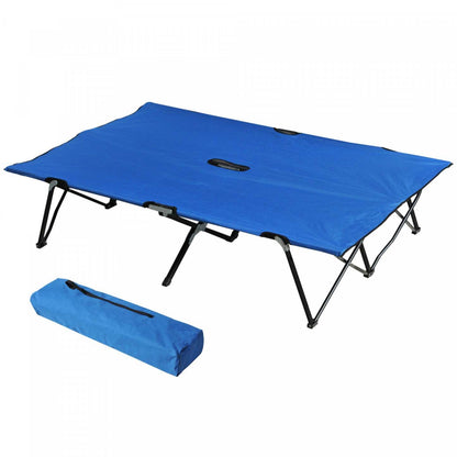Outsunny 76 Lit de camping pliant pour deux personnes avec sac de transport, bleu