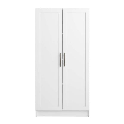 Armoire de rangement Elite Accent avec portes à panneaux et 3 tablettes - Blanc|Armoire d'appoint de rangement Elite avec portes à panneaux et 3 tablettes - blanche
