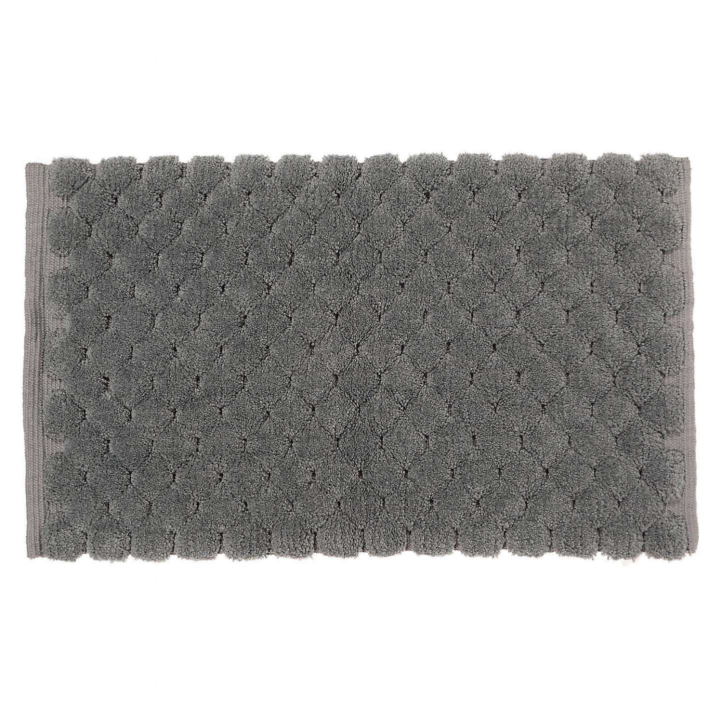 Tapis de salle de bain 20 x 32 gris tissé à la main avec pompon