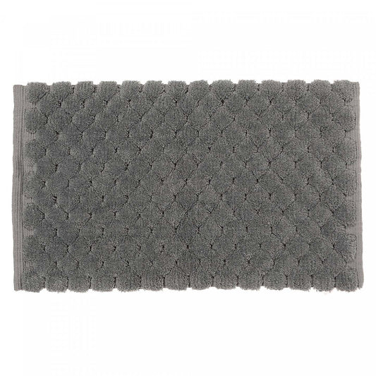 Tapis de salle de bain 20 x 32 gris tissé à la main avec pompon