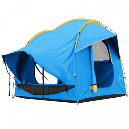 Outsunny Tente De Camping Pour Voiture Avec 3 Portes, 2000mm Imperméable, Bleu Et Orange|Outsunny Car Camping Tent With 3 Doors, Blue And Orange