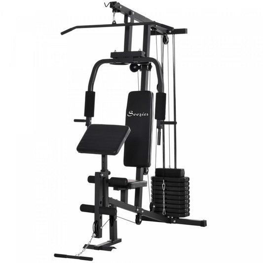 Soozier Multifonction Home Gym Equipment, Station d'entraînement de musculation avec pile de poids de 100 lb | Soozier Système De Gymnastique D'exercice Domestique Multifonctionnel Musculation Exercice Station D