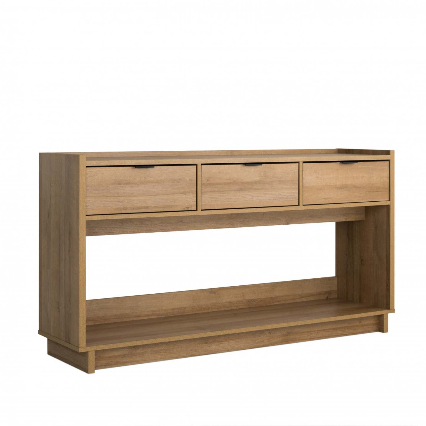 Prepac Simply Modern Buffet Console avec 3 tiroirs - Chêne naturel|Console Simply Modern de Prepac à 3 tiroirs - chêne naturel