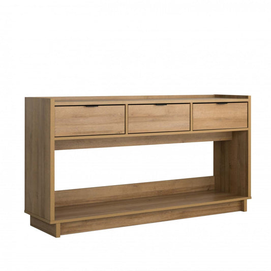 Prepac Simply Modern Buffet Console avec 3 tiroirs - Chêne naturel|Console Simply Modern de Prepac à 3 tiroirs - chêne naturel