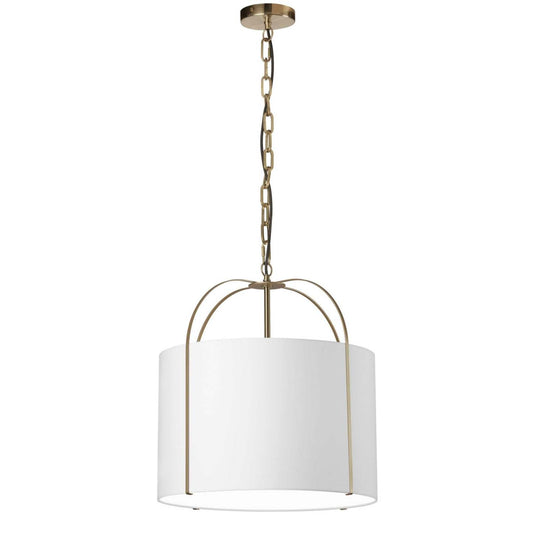 Dainolite Quincy 1 Light Pendant Gold White Shade Lamp|Luminaire suspendu Quincy de Dainolite avec abat-jour blanc, fini doré et 1 ampoule