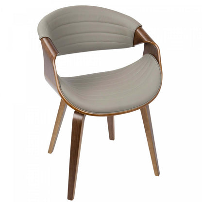 LumiSource Symphony Faux Leather Mid-Century Modern Dining Accent Chair - Walnut/Grey|Chaise d'appoint de salle à manger moderne du milieu du 20e siècle Symphony en similicuir - noyer et gris