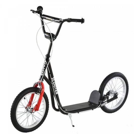 Aosom Trottinette Jeunesse Trottinette de Rue Pour Adolescents Enfants Jouet À Roue Gonflable de 16'' Double Freins Avant et Arrière