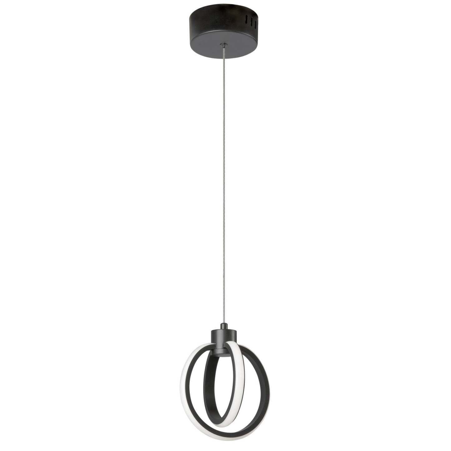 Luminaire suspendu Parson de Dainolite en finition noire mate avec diffuseur en silicone blanc, ampoule à DEL de 14 W