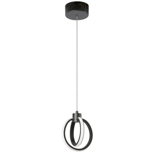 Luminaire suspendu Parson de Dainolite en finition noire mate avec diffuseur en silicone blanc, ampoule à DEL de 14 W