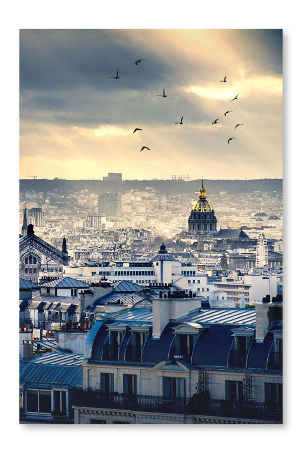 Paysage de Paris vu de Montmartre 28 x 42 po : Cadre d'art mural et panneau de tissu | D44G41IN