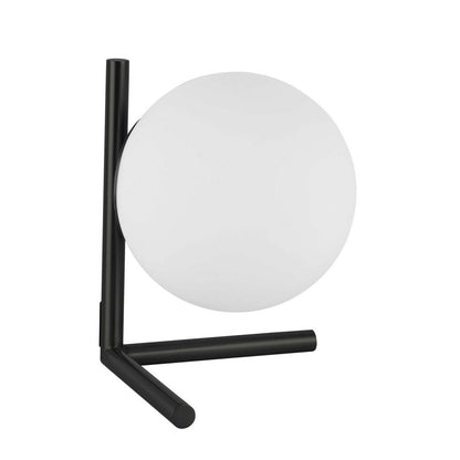 Dainolite Folgar 1 Light Table Lamp Fini Noir Mat Verre Blanc Opale|Lampe de table Folgar de Dainolite en verre blanc opale, avec fini noir mat et 1 ampoule
