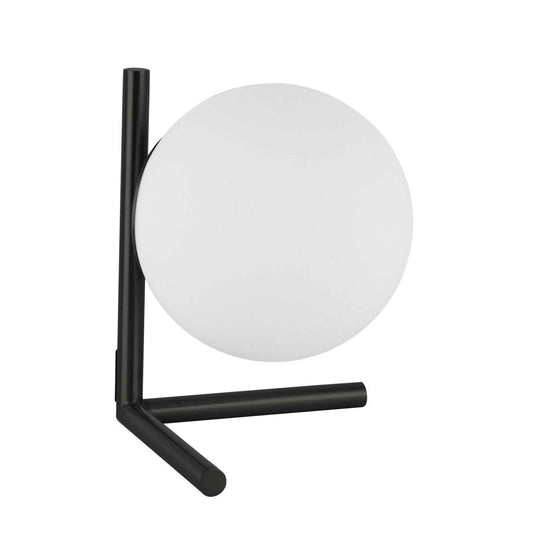 Dainolite Folgar 1 Light Table Lamp Fini Noir Mat Verre Blanc Opale|Lampe de table Folgar de Dainolite en verre blanc opale, avec fini noir mat et 1 ampoule
