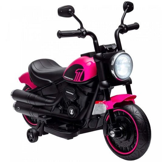 Aosom Moto Enfant, Moto Électrique 6v Avec Roues D'entraînement, Pédale, Phare, Musique, Avancer/reculer, Démarrage à Un Bouton, Jouet À Pousser Pour Enfants De 18 Mois Et Plus, Rose