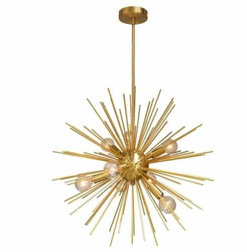 Dainolite Vega 8 Light Pendant Aged Brass/Vintage Bronze Finish Lamp|Luminaire suspendu Vega de Dainolite avec fini laiton vieilli et bronze rétro, et 8 ampoules