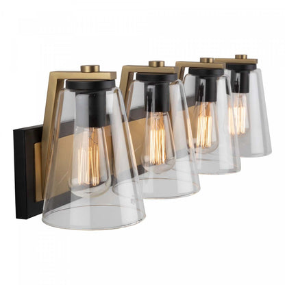 Treviso Black & Brass 3-Light Bathroom Vanity Light|Éclairage au-dessus du meuble-lavabo Treviso noir et laiton à 3 ampoules