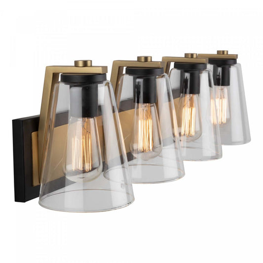 Treviso Black & Brass 3-Light Bathroom Vanity Light|Éclairage au-dessus du meuble-lavabo Treviso noir et laiton à 3 ampoules