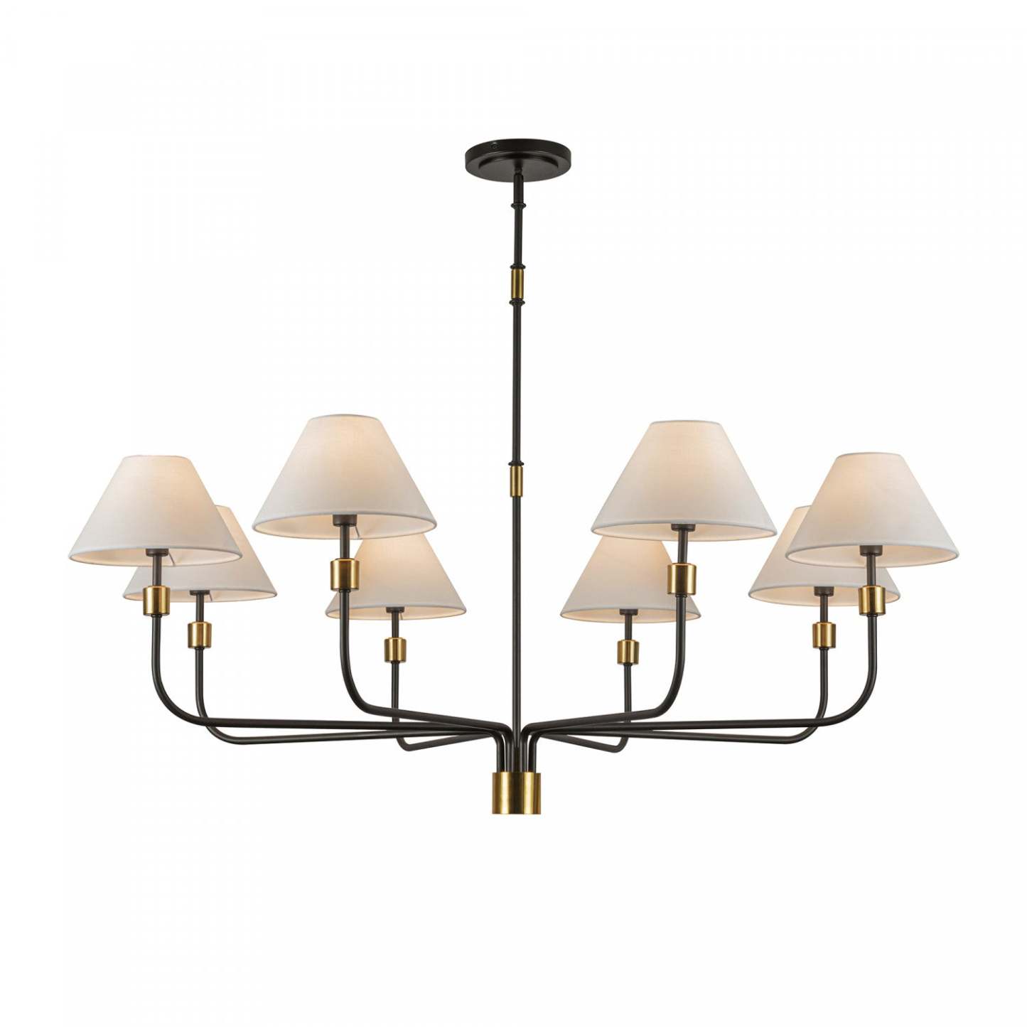 Providence 8 Light Chandelier, Black, Brushed Brass Lamp | Lustre A 8 lampes Providence, Noir, Laiton Brosse