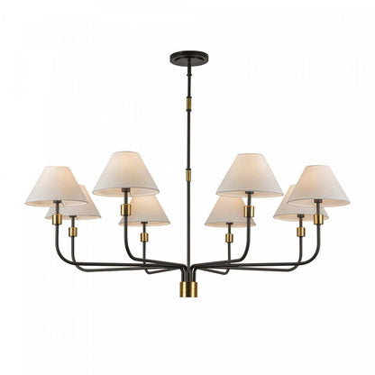 Providence 8 Light Chandelier, Black, Brushed Brass Lamp | Lustre A 8 lampes Providence, Noir, Laiton Brosse