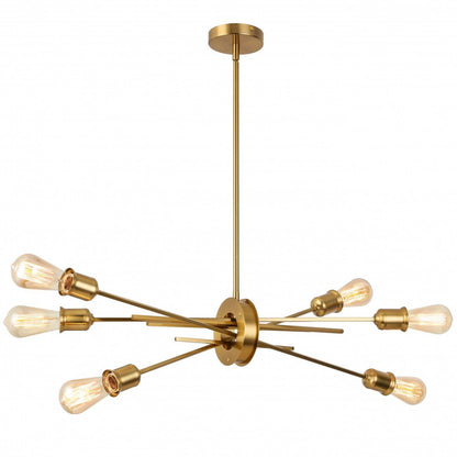 Dainolite Nebraska 6 Light Horizontal Pendant Aged Brass Finish Lamp|Luminaire suspendu horizontal Nebraska de Dainolite avec fini laiton vieilli et 6 ampoules