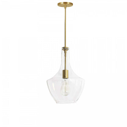Dainolite Petalite 1 Light Pendant Small Aged Brass Clear Glass Lamp|Petit luminaire suspendu Petalite de Dainolite en verre transparent, avec fini laiton vieilli et 1 ampoule