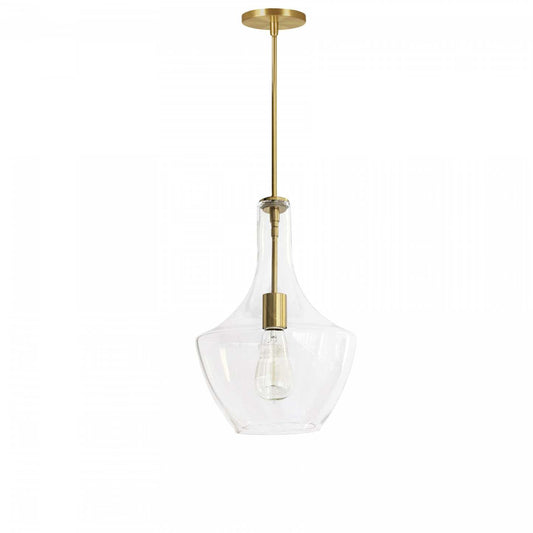 Dainolite Petalite 1 Light Pendant Small Aged Brass Clear Glass Lamp|Petit luminaire suspendu Petalite de Dainolite en verre transparent, avec fini laiton vieilli et 1 ampoule