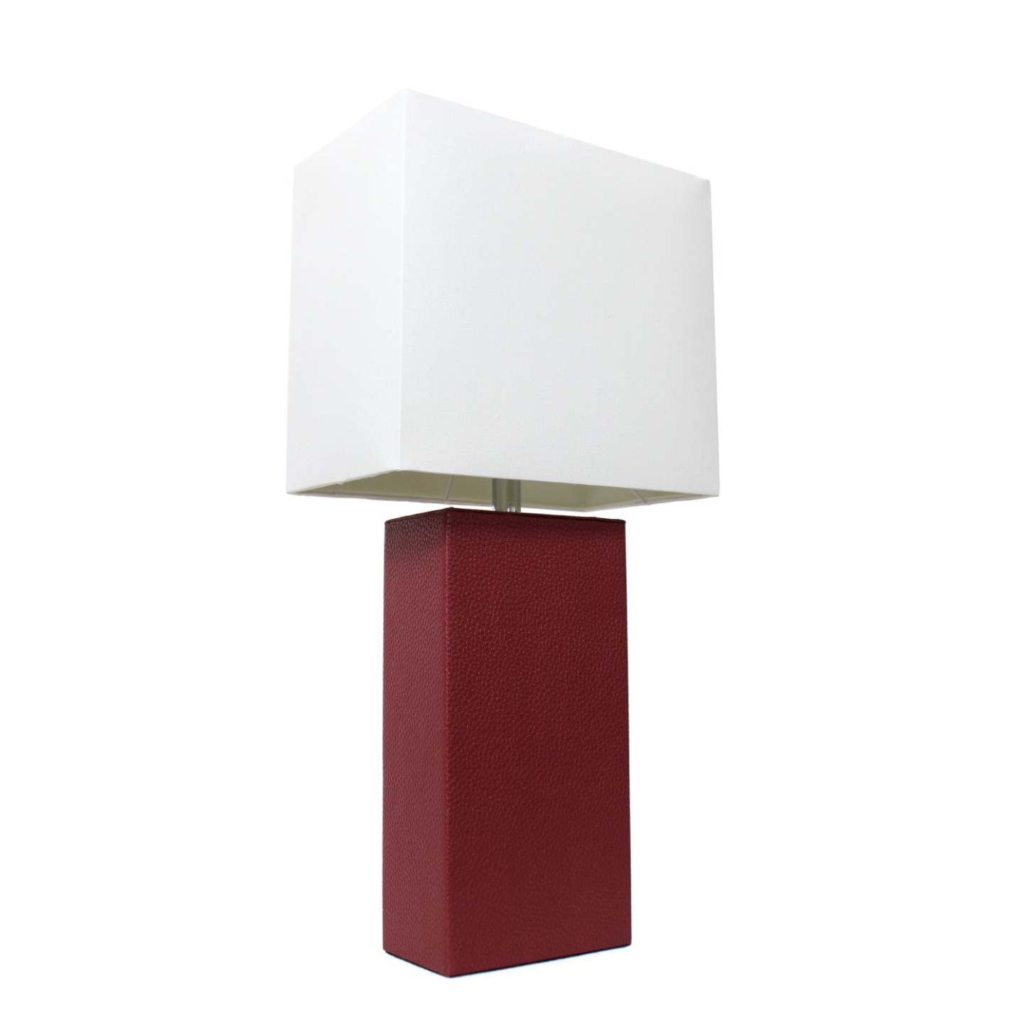 Lampe de table moderne Elegant Designs en cuir avec abat-jour en tissu blanc | D22328KJ