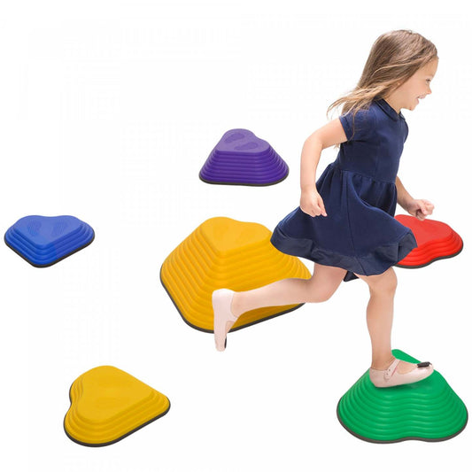 Qaba 6 Pcs Tremplins, Parcours D'obstacles Pour Enfants, Pierres De Gue D'equilibre Antiderapantes E