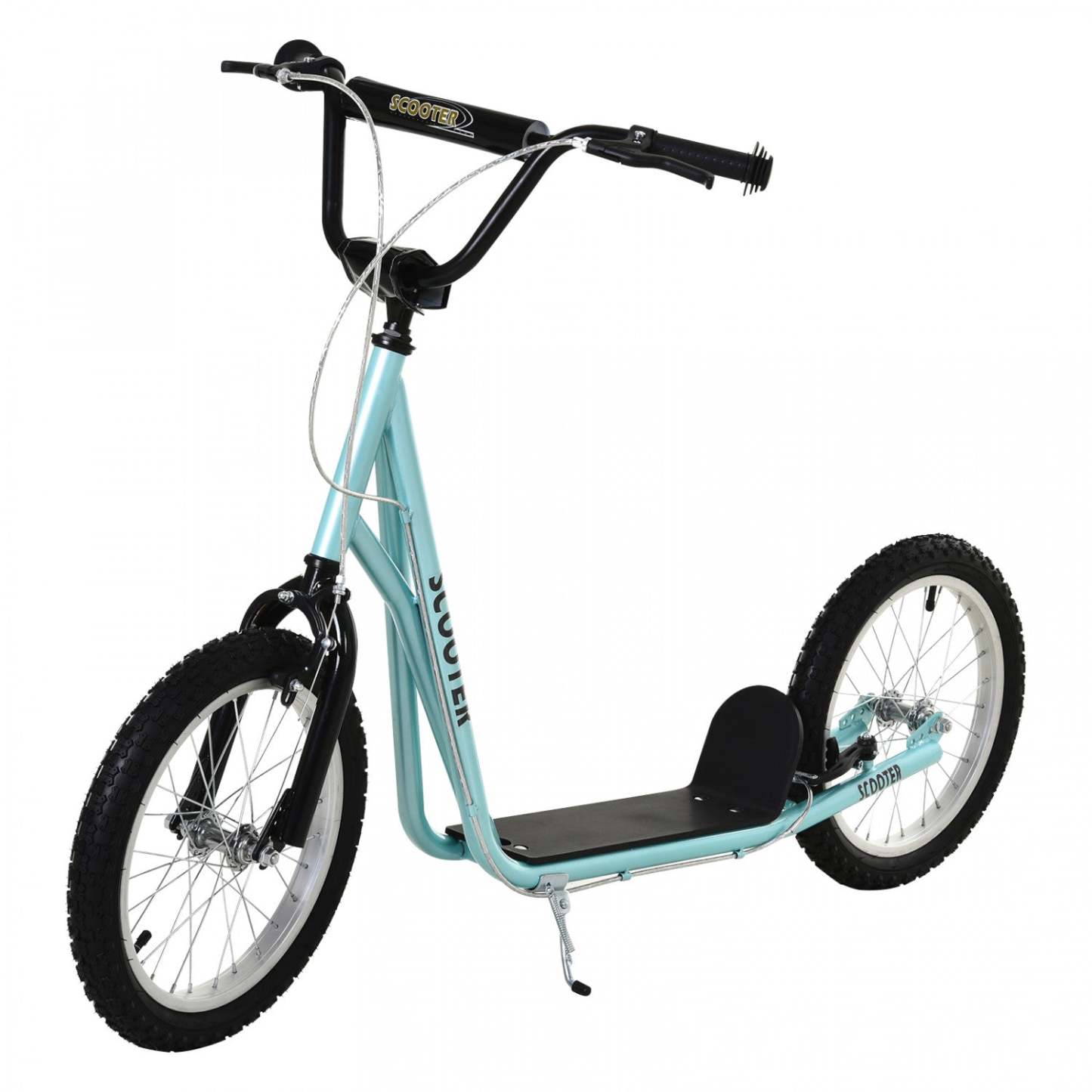 Aosom Trottinette Jeunesse Trottinette de Rue Pour Adolescents Enfants Jouet À Roue Gonflable de 16'' Double Freins Avant et Arrière