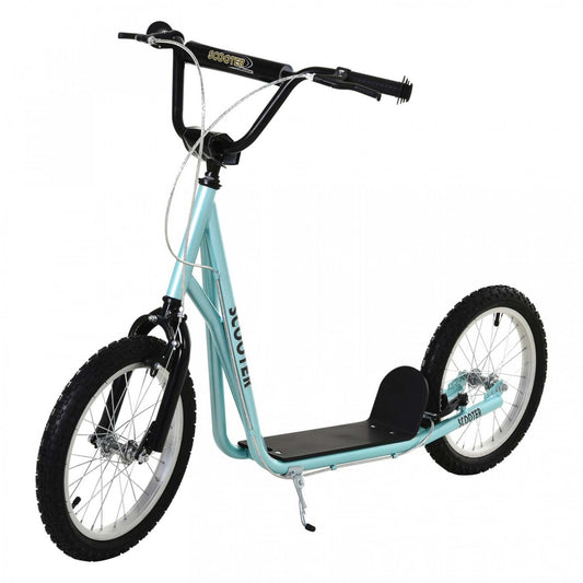 Aosom Trottinette Jeunesse Trottinette de Rue Pour Adolescents Enfants Jouet À Roue Gonflable de 16'' Double Freins Avant et Arrière