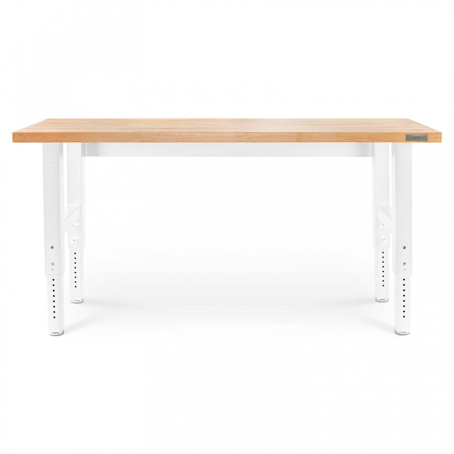 Établi en bois franc à hauteur réglable Gladiator de 6' - Blanc martelé|Établi de 6 pi à hauteur réglable en bois franc de Gladiator - blanc martelé