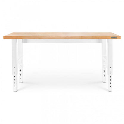 Établi en bois franc à hauteur réglable Gladiator de 6' - Blanc martelé|Établi de 6 pi à hauteur réglable en bois franc de Gladiator - blanc martelé