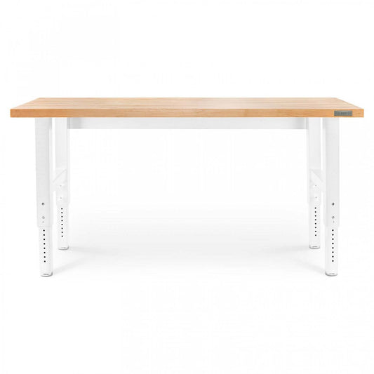 Établi en bois franc à hauteur réglable Gladiator de 6' - Blanc martelé|Établi de 6 pi à hauteur réglable en bois franc de Gladiator - blanc martelé