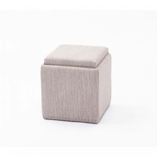 Chase Fabric Ottoman with Flip Tray Lid Light Grey Benches|Pouf Chase gris clair en tissu avec couvercle qui se retourne en plateau