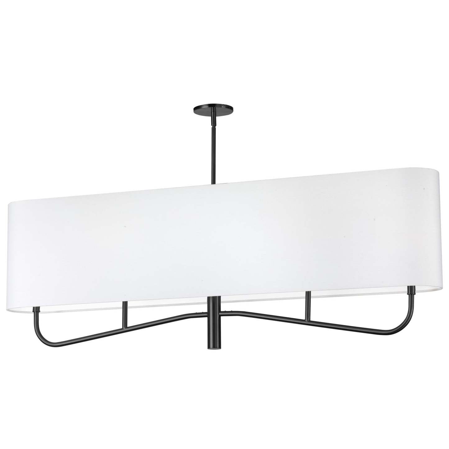 Dainolite Eleanor 4 Light Horizontal Chandelier Matte Black White Shade Lamp|Lustre horizontal Eleanor de Dainolite avec abat-jour blanc, fini noir mat et 4 ampoules