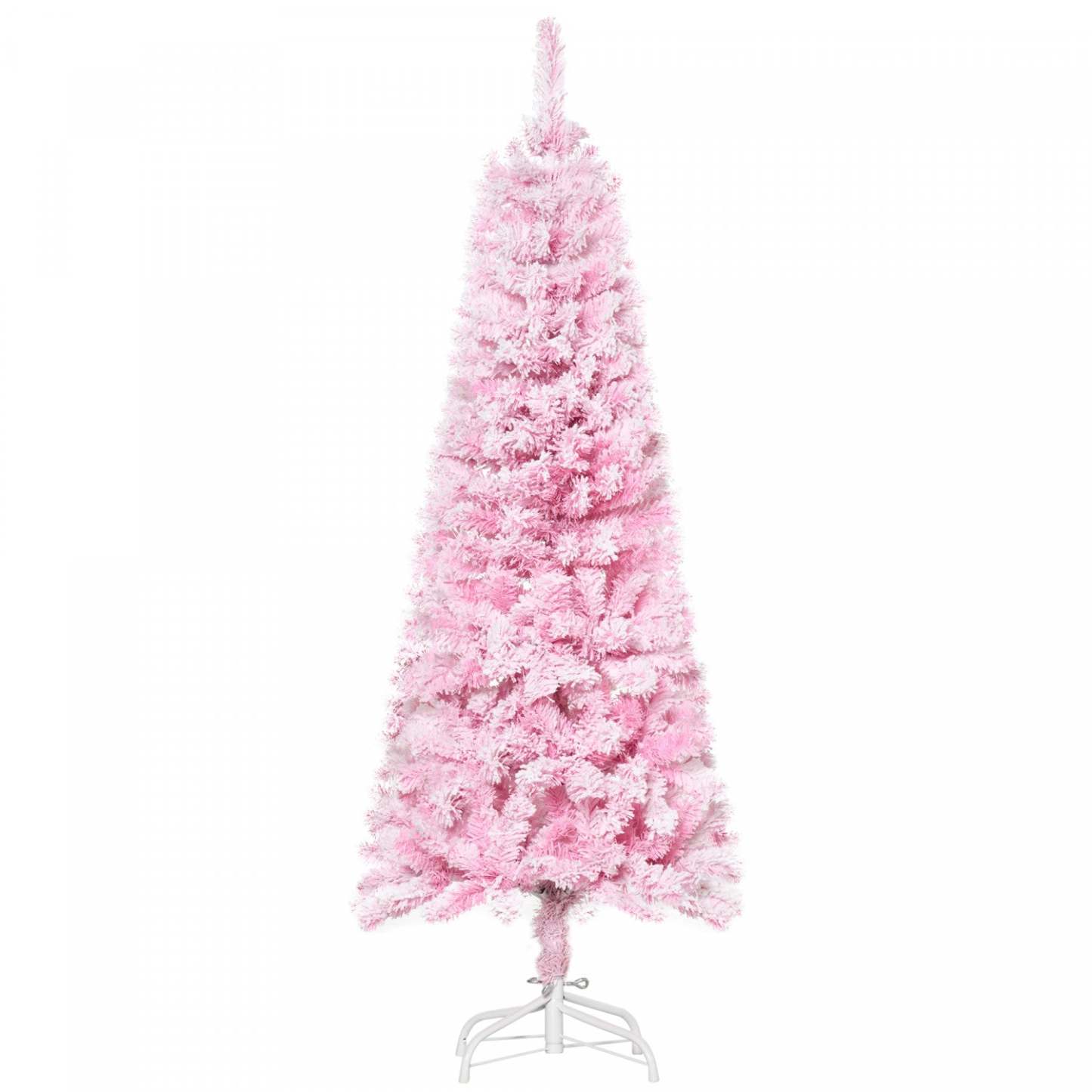 Homcom Arbre De Noël Artificiel Floqué De Neige Avec Base En Acier Rose | Homcom Arbre De Noël Artificiel Floqué De Neige De 5 Pieds