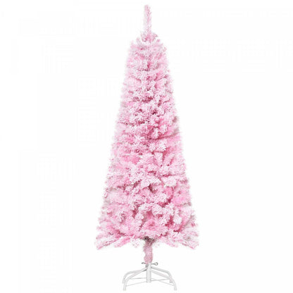 Homcom Arbre De Noël Artificiel Floqué De Neige Avec Base En Acier Rose | Homcom Arbre De Noël Artificiel Floqué De Neige De 5 Pieds