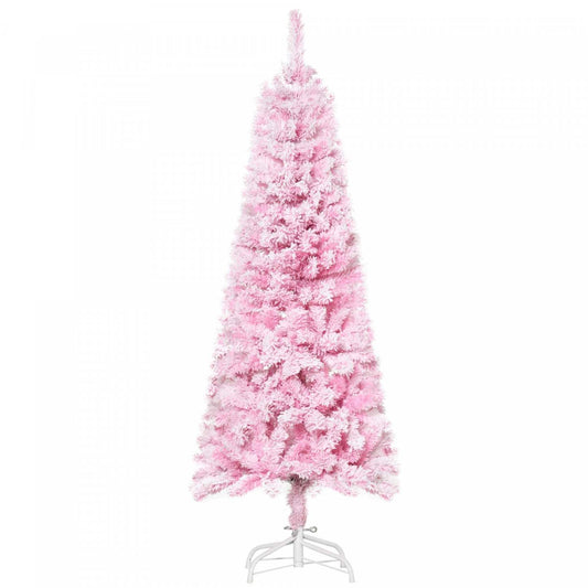 Homcom Arbre De Noël Artificiel Floqué De Neige Avec Base En Acier Rose | Homcom Arbre De Noël Artificiel Floqué De Neige De 5 Pieds